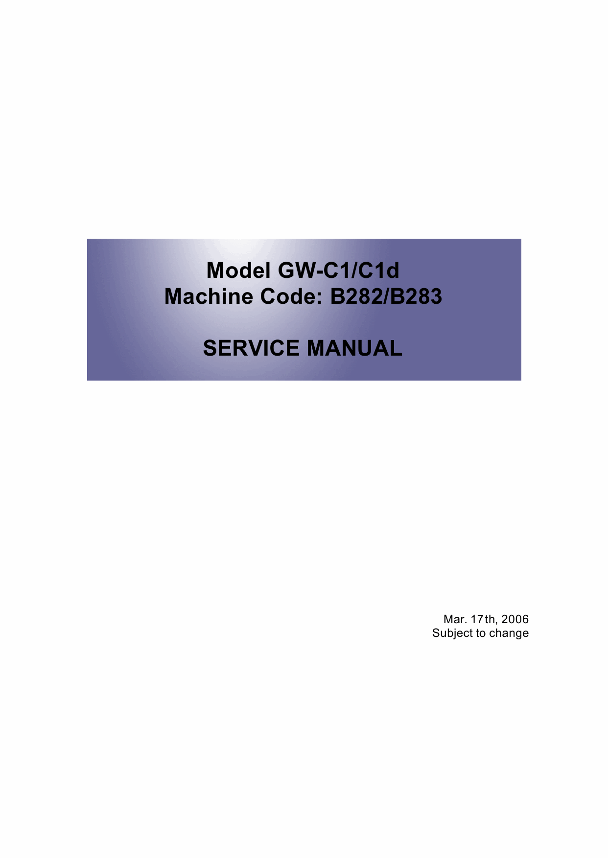 RICOH Aficio MP-1610L MP1610LD B282 B283 Service Manual-1
